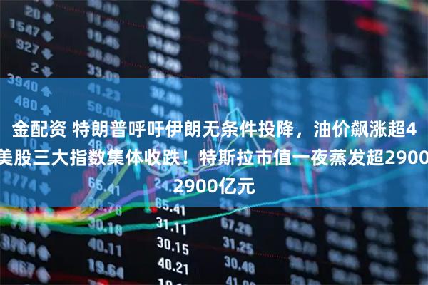 金配资 特朗普呼吁伊朗无条件投降，油价飙涨超4%，美股三大指数集体收跌！特斯拉市值一夜蒸发超2900亿元